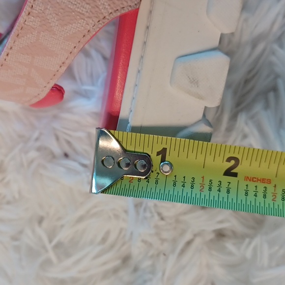 Michael Kors Pink & Tan MK Logo Flat Lug Chunky Sole Sandals SZ 7.5 New - Picture 15 of 16